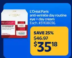 Walmart L'Oréal Paris anti-wrinkle day routine eye + day cream offer