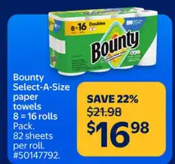Walmart Bounty Select-A-Size paper towels offer