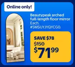 Walmart Beautypeak arched full-length floor mirror offer