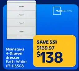 Walmart Mainstays 4-Drawer Dresser offer