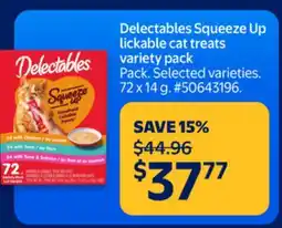 Walmart Delectables Squeeze Up lickable cat treats variety pack offer