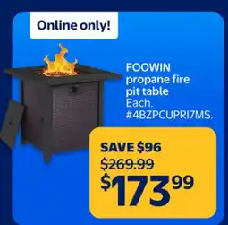 Walmart FOOWIN propane fire pit table offer