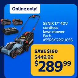 Walmart SENIX 17 40V cordless lawn mower offer