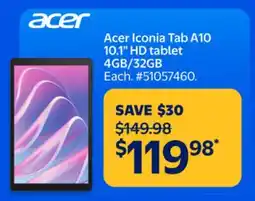 Walmart Acer Iconia Tab A10 10.1 HD Tablet 4GB/32GB offer