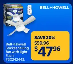 Walmart Bell+Howell Socket Ceiling Fan With Light offer