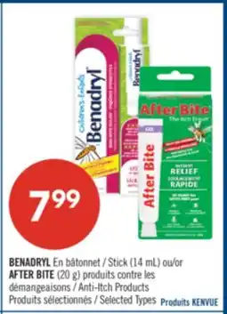 Pharmaprix BENADRYL Stick (14 mL) or AFTER BITE (20 g) Anti-Itch Products offer