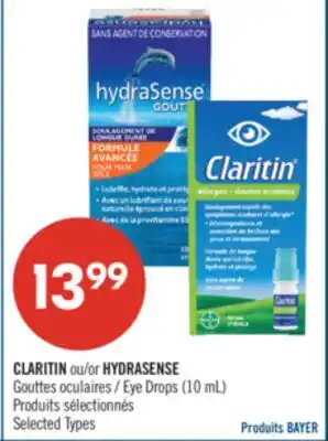 Pharmaprix CLARITIN or HYDRASENSE Eye Drops (10 mL) offer