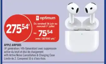 Pharmaprix APPLE AIRPODS 4th Generation with Active Noise Cancellation & Charging Case offer