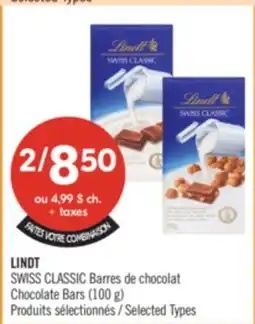 Pharmaprix LINDT SWISS CLASSIC Chocolate Bars offer