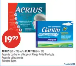 Pharmaprix AERIUS (20 - 24) or CLARITIN (24 - 30) Allergy Relief Products offer