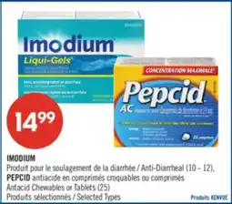 Pharmaprix IMODIUM Anti-Diarrheal 10-12 PEPCID Antacid Chewables or Tablets 25 offer