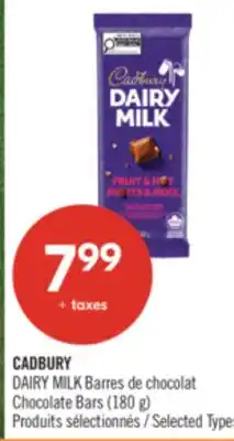 Pharmaprix CADBURY Chocolate Bars offer