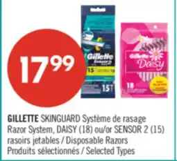 Pharmaprix GILLETTE SKINGUARD Razor System, DAISY (18) or SENSOR 2 (15) Disposable Razors offer