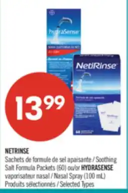 Pharmaprix NETRINSE Soothing Salt Formula Packets 60 HYDRASENSE Nasal Spray offer