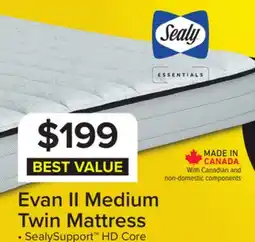 Leon's Sealy Essentials Evan II Medium Twin Mattress offer
