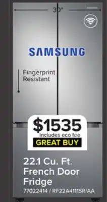 Leon's Samsung 30 22.1 Cu. Ft. Stainless Steel French Door Refrigerator - RF22A4111SR/AA offer