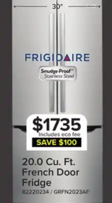 Leon's Frigidaire Gallery 30 20 Cu. Ft. Smudge-Proof Stainless Steel French Door Refrigerator - GRFN2023AF offer