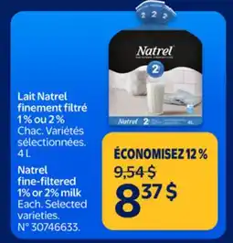 Walmart Natrel fine-filtered 1% or 2% milk offer