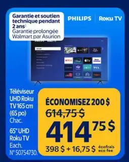 Walmart Philips 65 UHD Roku TV offer