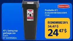 Walmart Rubbermaid 47 L Swing top garbage can offer