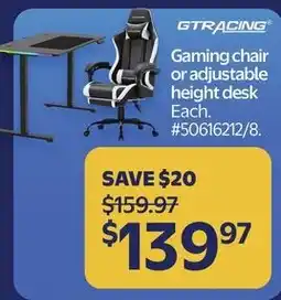 Walmart Gtracing gaming chair or adjustable height desk offer