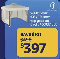 Walmart Westmont 10' x 10' soft top gazebo offer