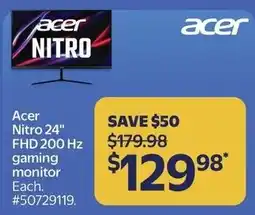 Walmart Acer Nitro 24" FHD 200 Hz gaming monitor offer