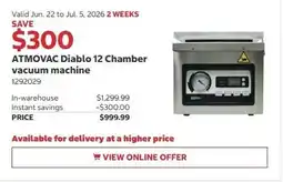 Costco ATMOVAC Diablo 12 Chamber vacuum machine offer