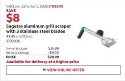 Costco Sagetra aluminum grill scraper with 3 stainless steel blades offer