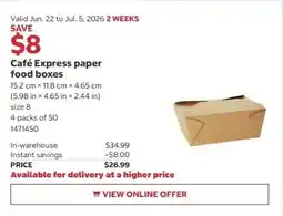 Costco Café Express paper food boxes offer