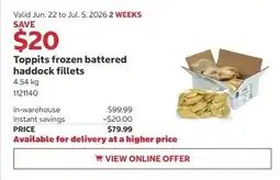 Costco Toppits frozen battered haddock fillets offer