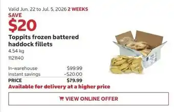 Costco Toppits frozen battered haddock fillets offer