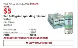 Costco San Pellegrino sparkling mineral water offer