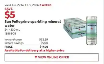Costco San Pellegrino sparkling mineral water offer