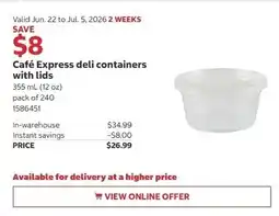 Costco Café Express deli containers with lids offer