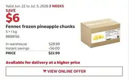 Costco Fennec frozen pineapple chunks offer