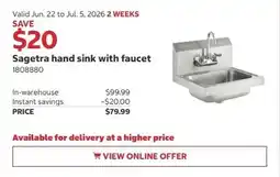 Costco Sagetra hand sink with faucet offer