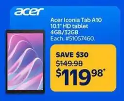 Walmart Acer Iconia Tab A10 offer