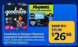 Walmart Goodnites or Pampers Ninjamas offer