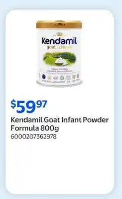 Walmart Kendamil Goat Infant Powder Formula 800g offer