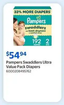 Walmart Pampers Swaddlers Ultra Value Pack Diapers offer