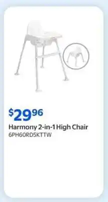 Walmart Harmony 2-in-1 High Chair offer