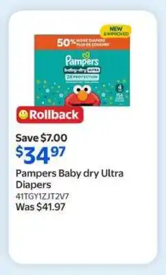 Walmart Pampers Baby dry Ultra Diapers offer