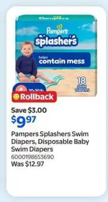 Walmart Pampers Splashers Swim Diapers offer