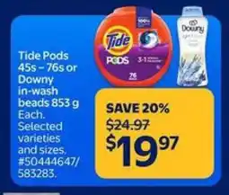 Walmart Tide Pods or Downy In-Wash Beads offer