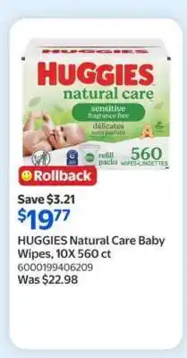 Walmart HUGGIES Natural Care Baby Wipes, 10X 560 ct offer