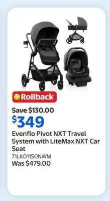 Walmart Evenflo Pivot NXT Travel System with LiteMax NXT Car Seat offer