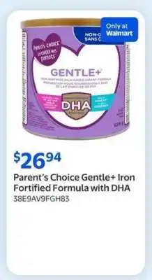 Walmart Parent’s Choice Gentle+ Iron Fortified Formula with DHA offer