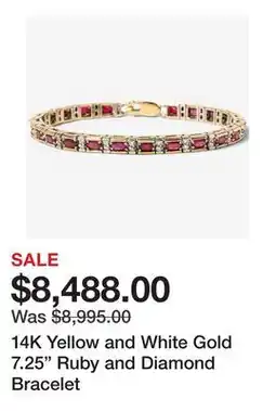 TSC Stores 14K Yellow and White Gold 7.25 Ruby and Diamond Bracelet offer