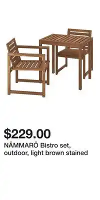 IKEA NÄMMARÖ Bistro set, outdoor, light brown stained offer